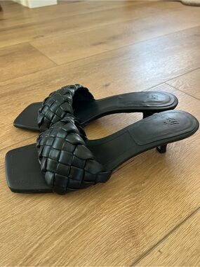 H&M Black Braided Slide Heels